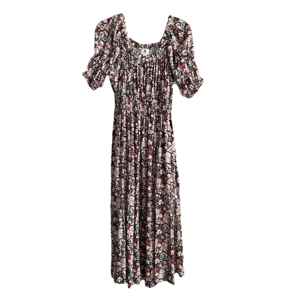 Stockplace The Label Floral Puff Sleeve Midi Dress Women's Small Cottagecore